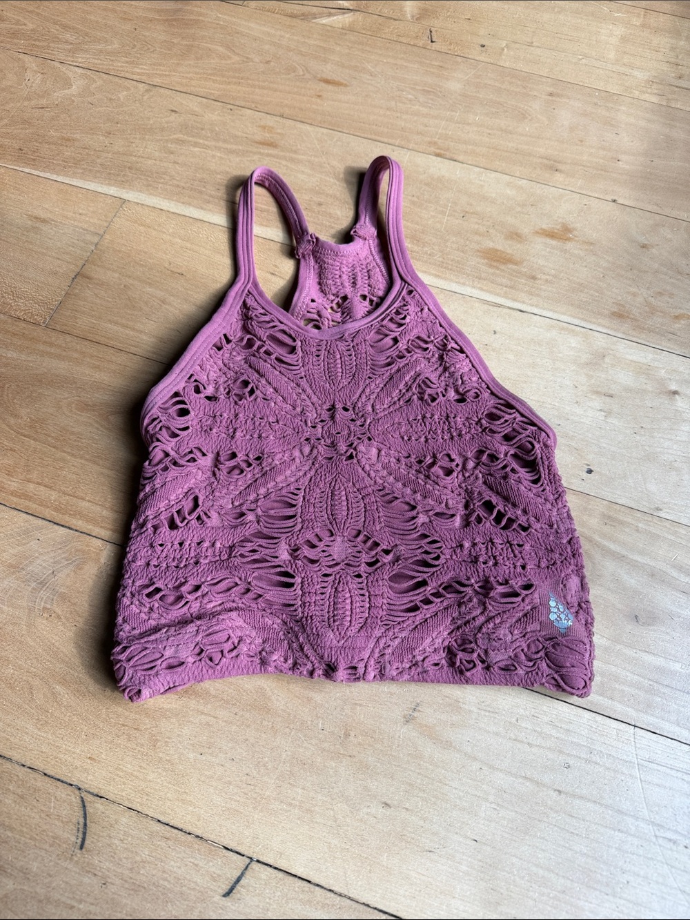 Women's Crochet High-Neck Tank Top - Dusty Rose